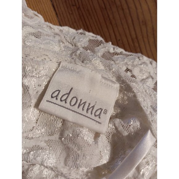 Vtg Adonna Womens M White Babydoll Short Nightie Sequins Lace Nylon Sheer Sexy - Picture 5 of 6